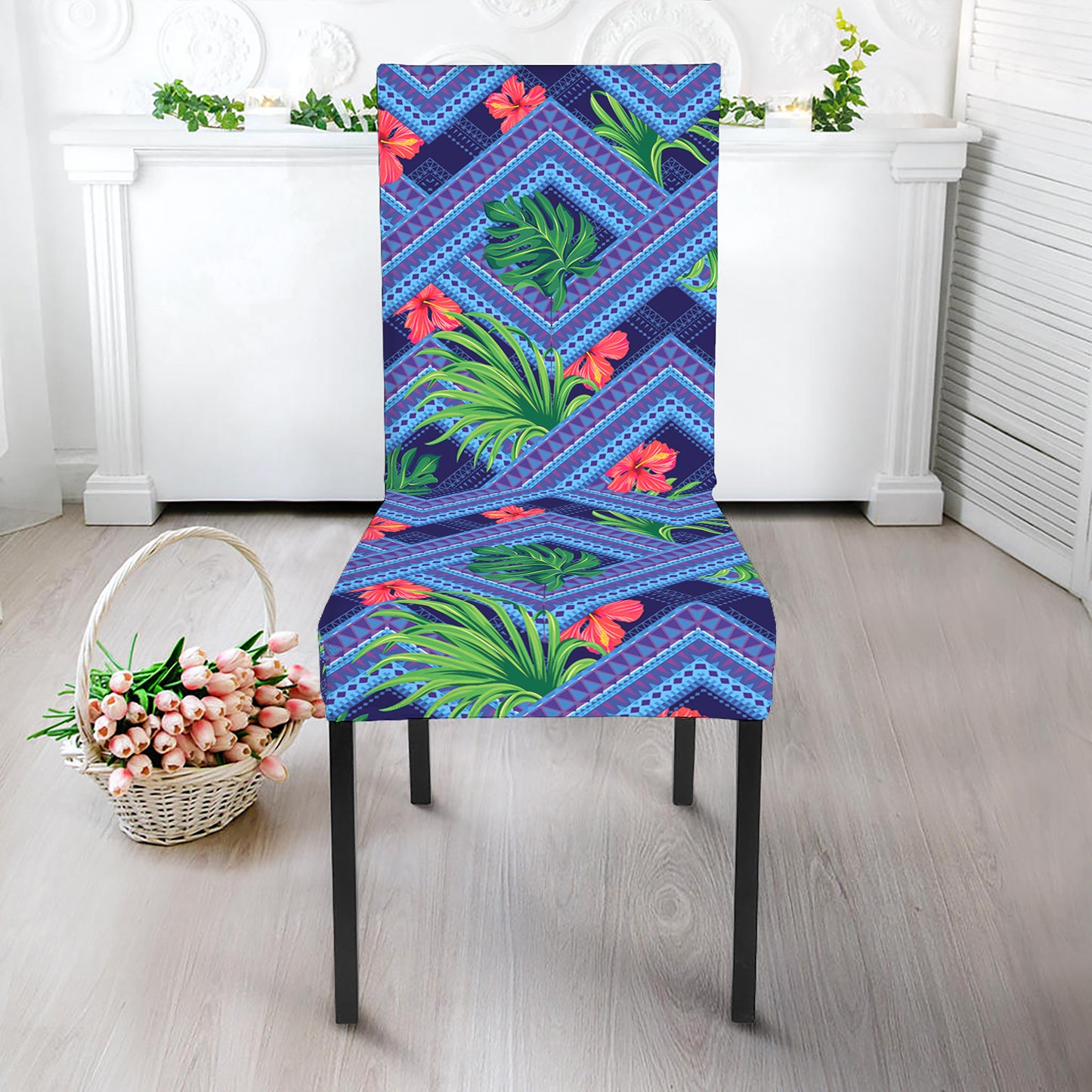 Tropical Aztec Geometric Pattern Print Dining Chair Slipcover