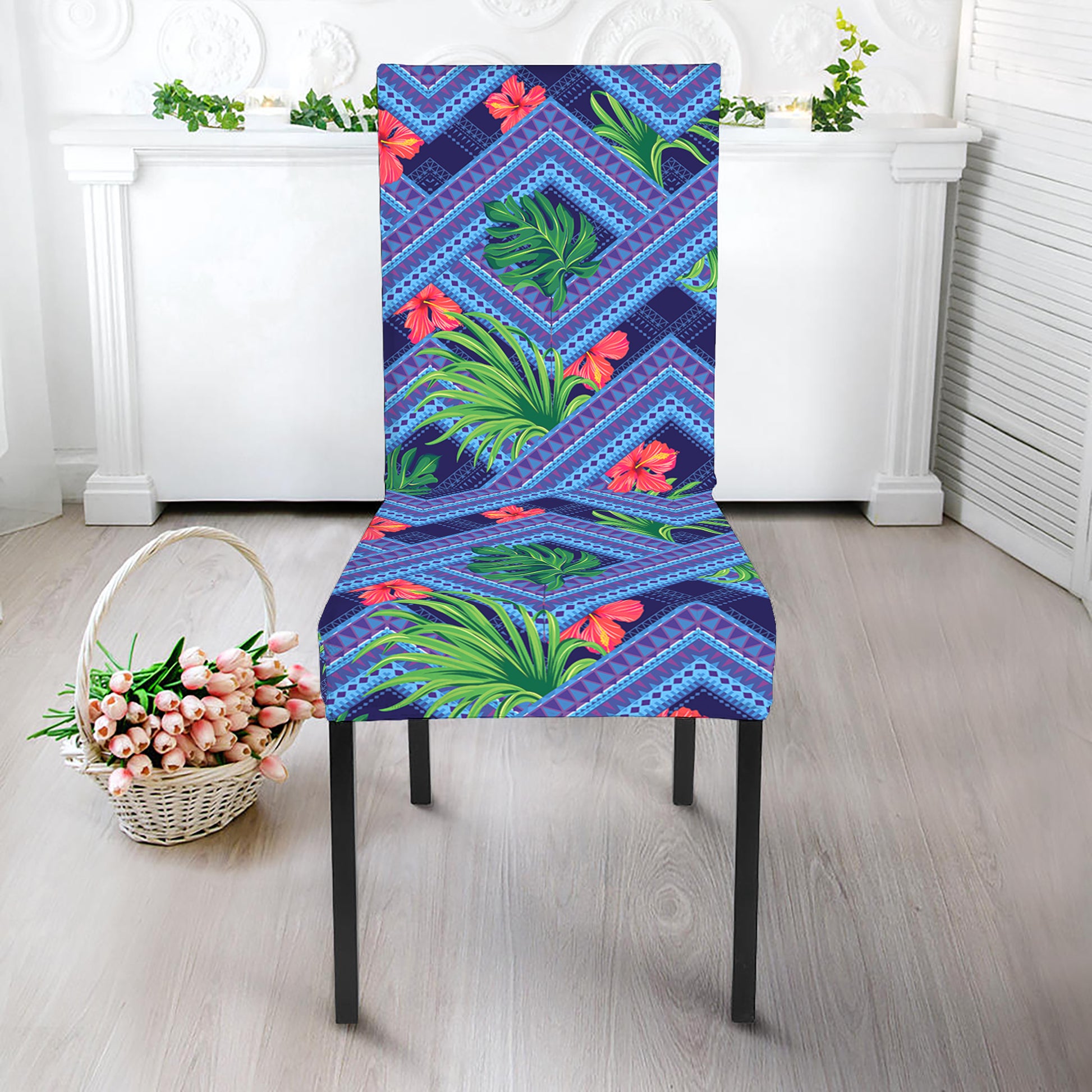 Tropical Aztec Geometric Pattern Print Dining Chair Slipcover