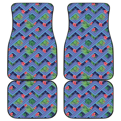 Tropical Aztec Geometric Pattern Print Front and Back Car Floor Mats