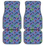 Tropical Aztec Geometric Pattern Print Front and Back Car Floor Mats