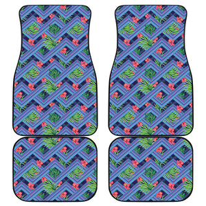 Tropical Aztec Geometric Pattern Print Front and Back Car Floor Mats