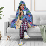 Tropical Aztec Geometric Pattern Print Hooded Blanket