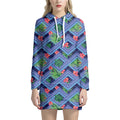 Tropical Aztec Geometric Pattern Print Pullover Hoodie Dress