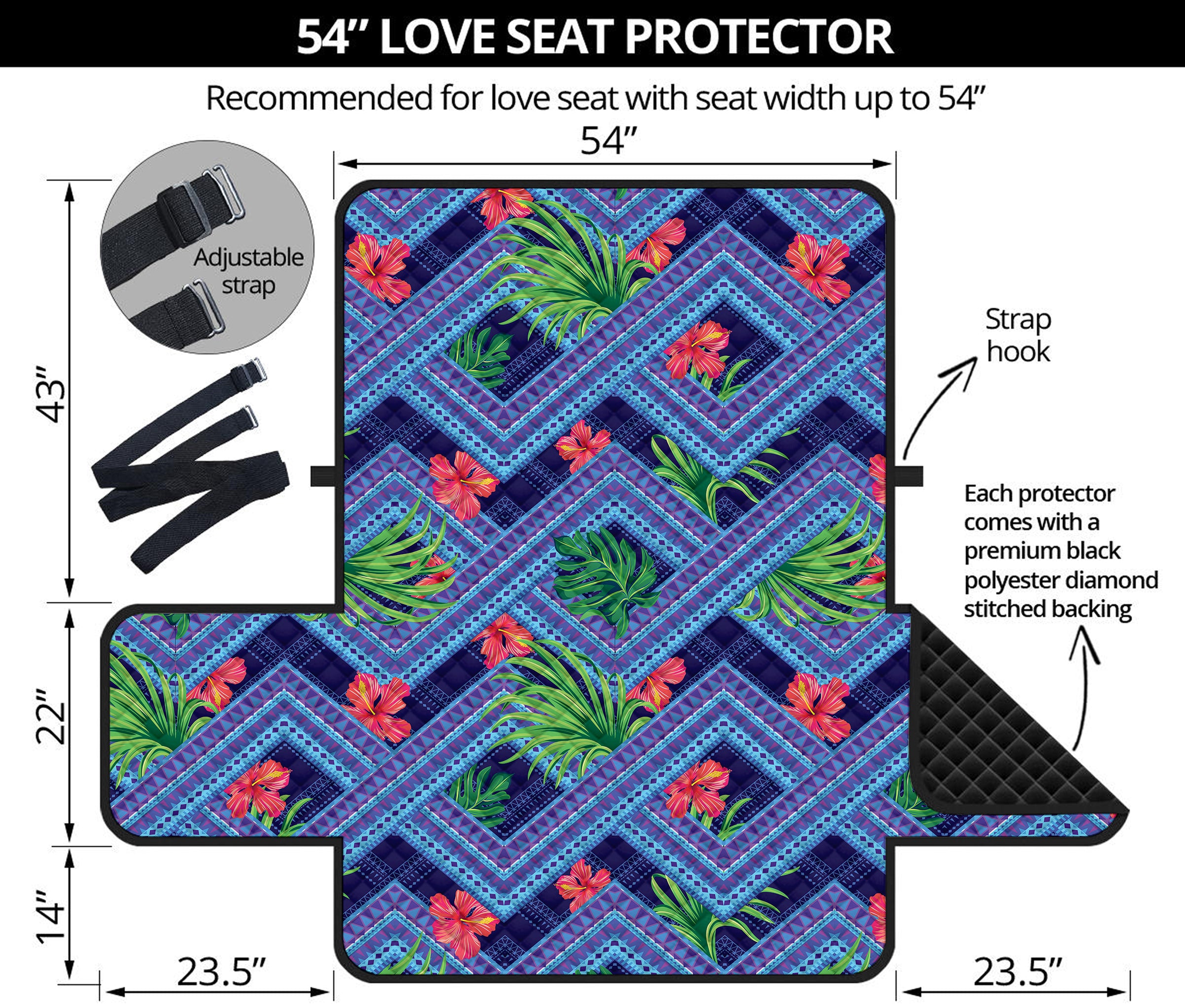 Tropical Aztec Geometric Pattern Print Loveseat Protector