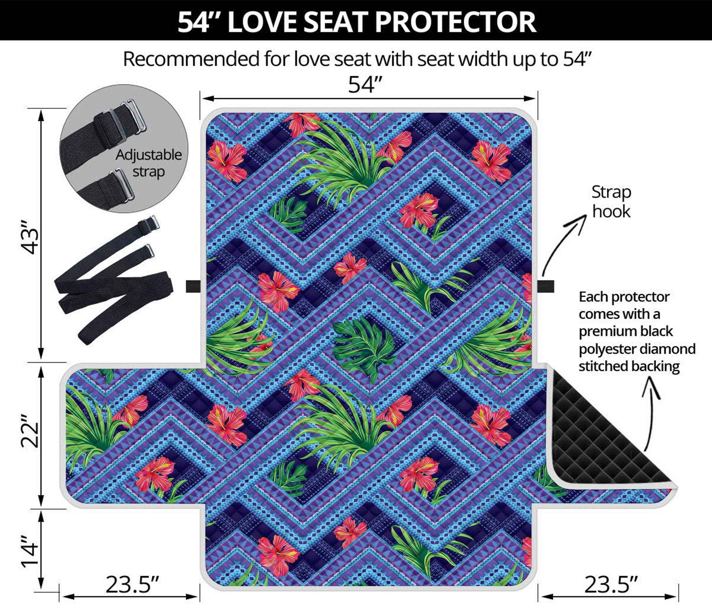 Tropical Aztec Geometric Pattern Print Loveseat Protector