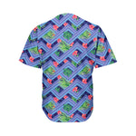 Tropical Aztec Geometric Pattern Print Men's Baseball Jersey