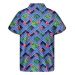 Tropical Aztec Geometric Pattern Print Men's Short Sleeve Shirt
