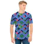 Tropical Aztec Geometric Pattern Print Men's T-Shirt