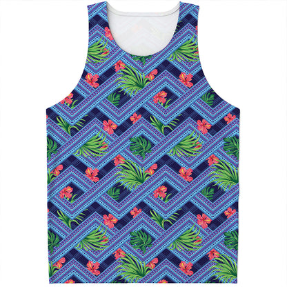 Tropical Aztec Geometric Pattern Print Men's Tank Top