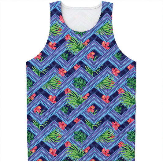 Tropical Aztec Geometric Pattern Print Men's Tank Top