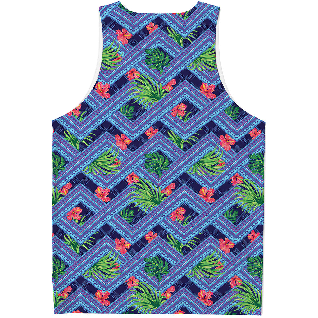 Tropical Aztec Geometric Pattern Print Men's Tank Top