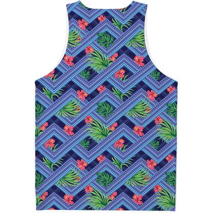 Tropical Aztec Geometric Pattern Print Men's Tank Top