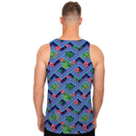 Tropical Aztec Geometric Pattern Print Men's Tank Top