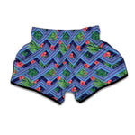 Tropical Aztec Geometric Pattern Print Muay Thai Boxing Shorts