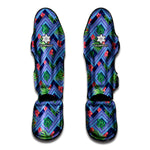 Tropical Aztec Geometric Pattern Print Muay Thai Shin Guard