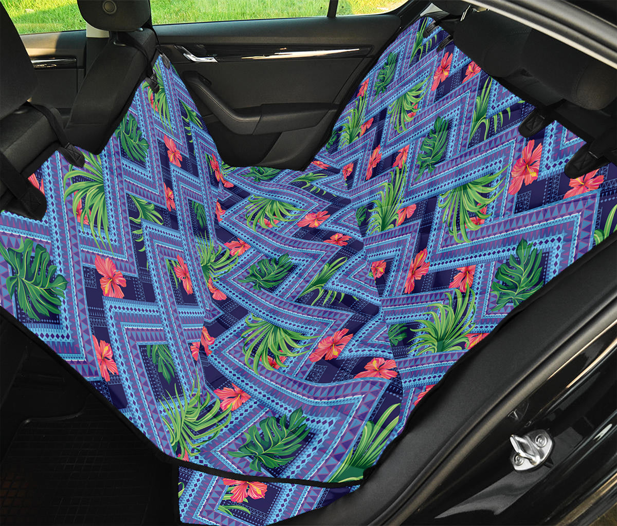 Tropical Aztec Geometric Pattern Print Pet Car Back Seat Cover