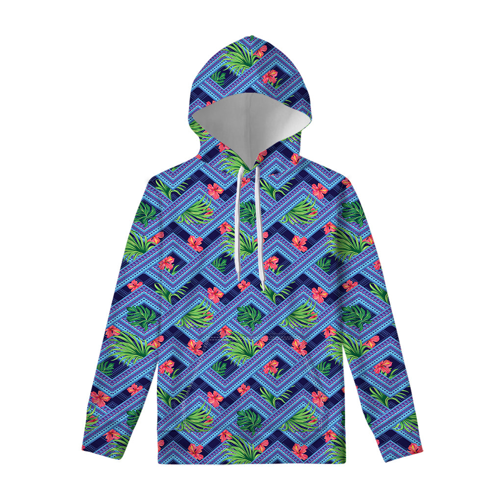 Tropical Aztec Geometric Pattern Print Pullover Hoodie