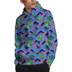 Tropical Aztec Geometric Pattern Print Pullover Hoodie