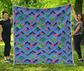 Tropical Aztec Geometric Pattern Print Quilt