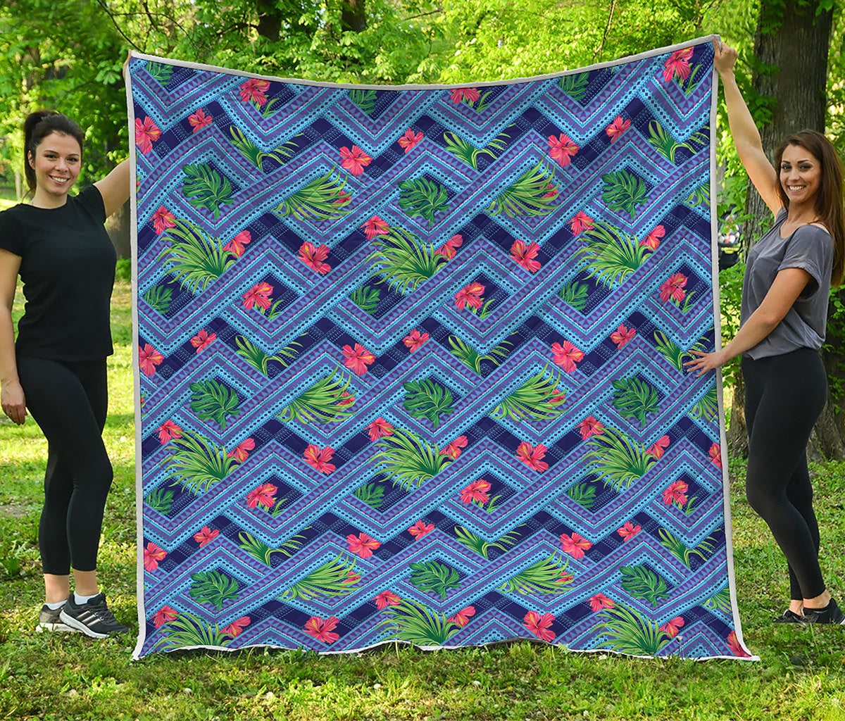 Tropical Aztec Geometric Pattern Print Quilt