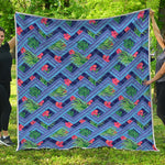 Tropical Aztec Geometric Pattern Print Quilt