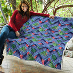 Tropical Aztec Geometric Pattern Print Quilt