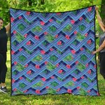 Tropical Aztec Geometric Pattern Print Quilt