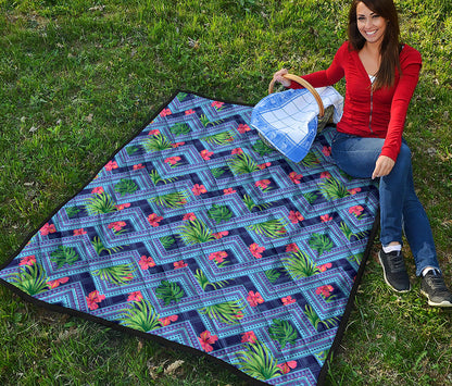 Tropical Aztec Geometric Pattern Print Quilt
