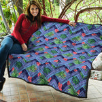 Tropical Aztec Geometric Pattern Print Quilt