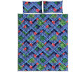 Tropical Aztec Geometric Pattern Print Quilt Bed Set