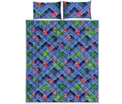 Tropical Aztec Geometric Pattern Print Quilt Bed Set