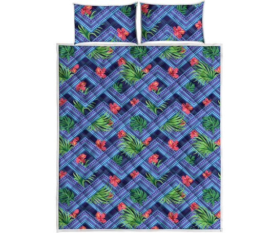 Tropical Aztec Geometric Pattern Print Quilt Bed Set
