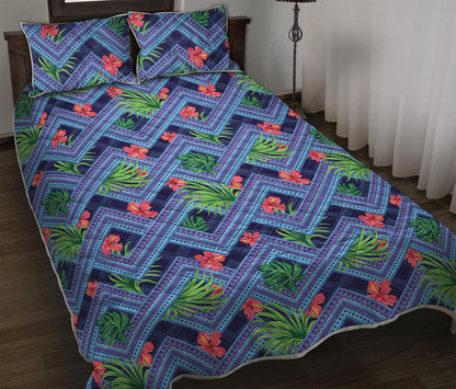 Tropical Aztec Geometric Pattern Print Quilt Bed Set