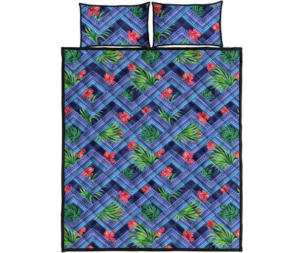 Tropical Aztec Geometric Pattern Print Quilt Bed Set