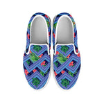 Tropical Aztec Geometric Pattern Print White Slip On Shoes