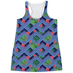 Tropical Aztec Geometric Pattern Print Women's Racerback Tank Top