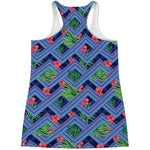 Tropical Aztec Geometric Pattern Print Women's Racerback Tank Top