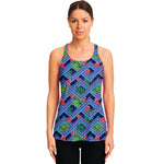 Tropical Aztec Geometric Pattern Print Women's Racerback Tank Top