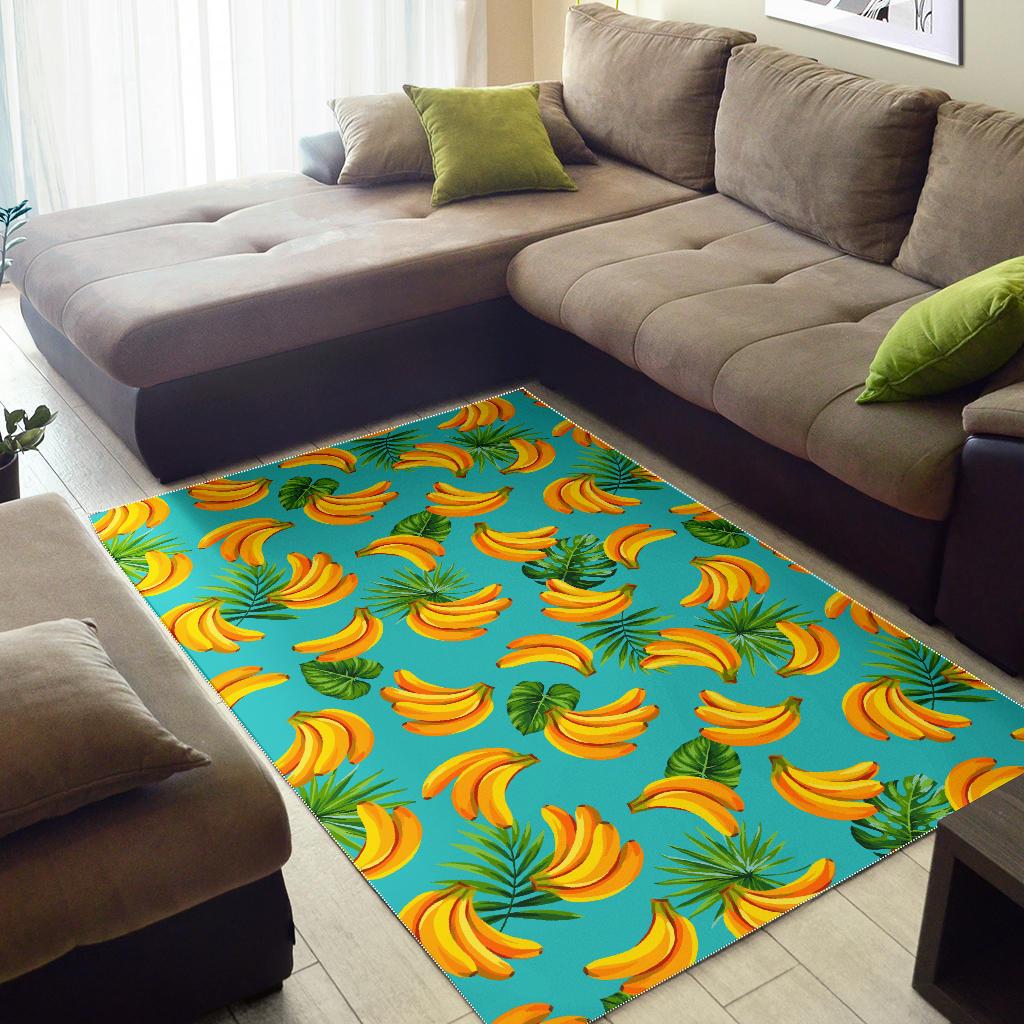 Tropical Banana Leaf Pattern Print Area Rug GearFrost