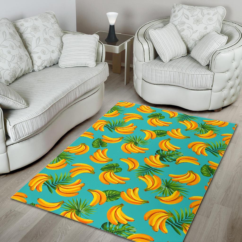 Tropical Banana Leaf Pattern Print Area Rug GearFrost