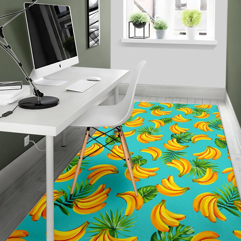 Tropical Banana Leaf Pattern Print Area Rug GearFrost