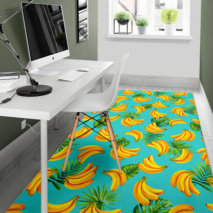 Tropical Banana Leaf Pattern Print Area Rug GearFrost