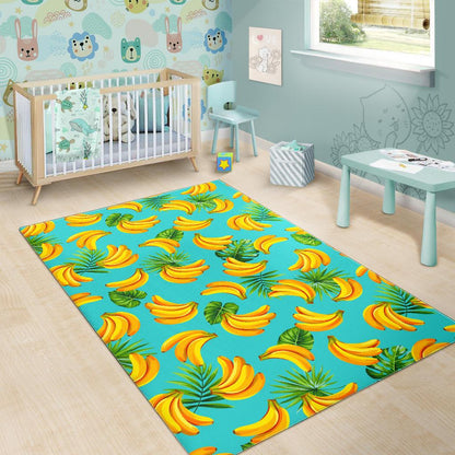 Tropical Banana Leaf Pattern Print Area Rug GearFrost