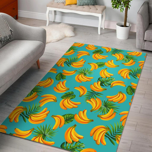 Tropical Banana Leaf Pattern Print Area Rug GearFrost