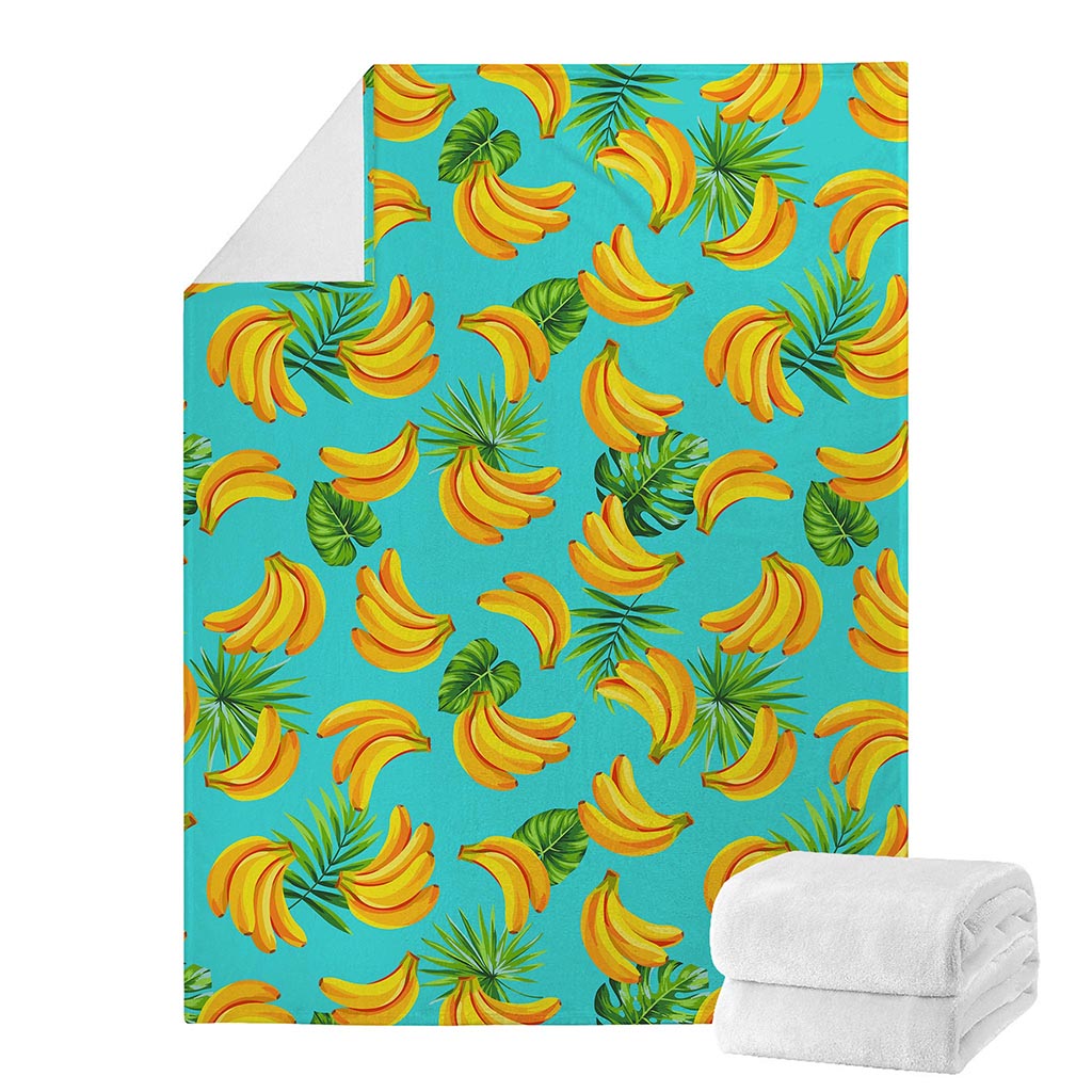 Tropical Banana Leaf Pattern Print Blanket