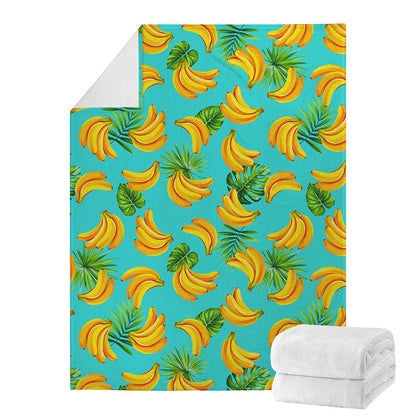 Tropical Banana Leaf Pattern Print Blanket