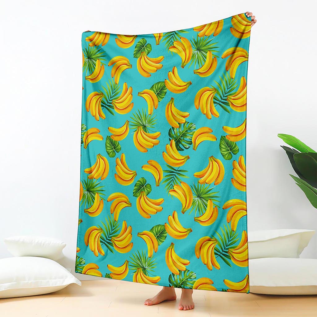 Tropical Banana Leaf Pattern Print Blanket