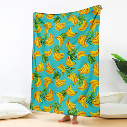 Tropical Banana Leaf Pattern Print Blanket