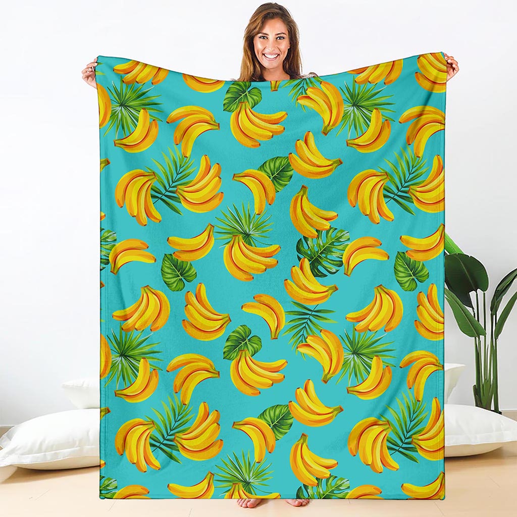 Tropical Banana Leaf Pattern Print Blanket