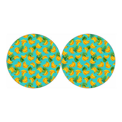 Tropical Banana Leaf Pattern Print Car Coasters